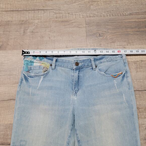 Sundance Magnolia Patchwork Embroidered Straight Leg Jeans Size 31 Boho Cottage - Picture 10 of 14